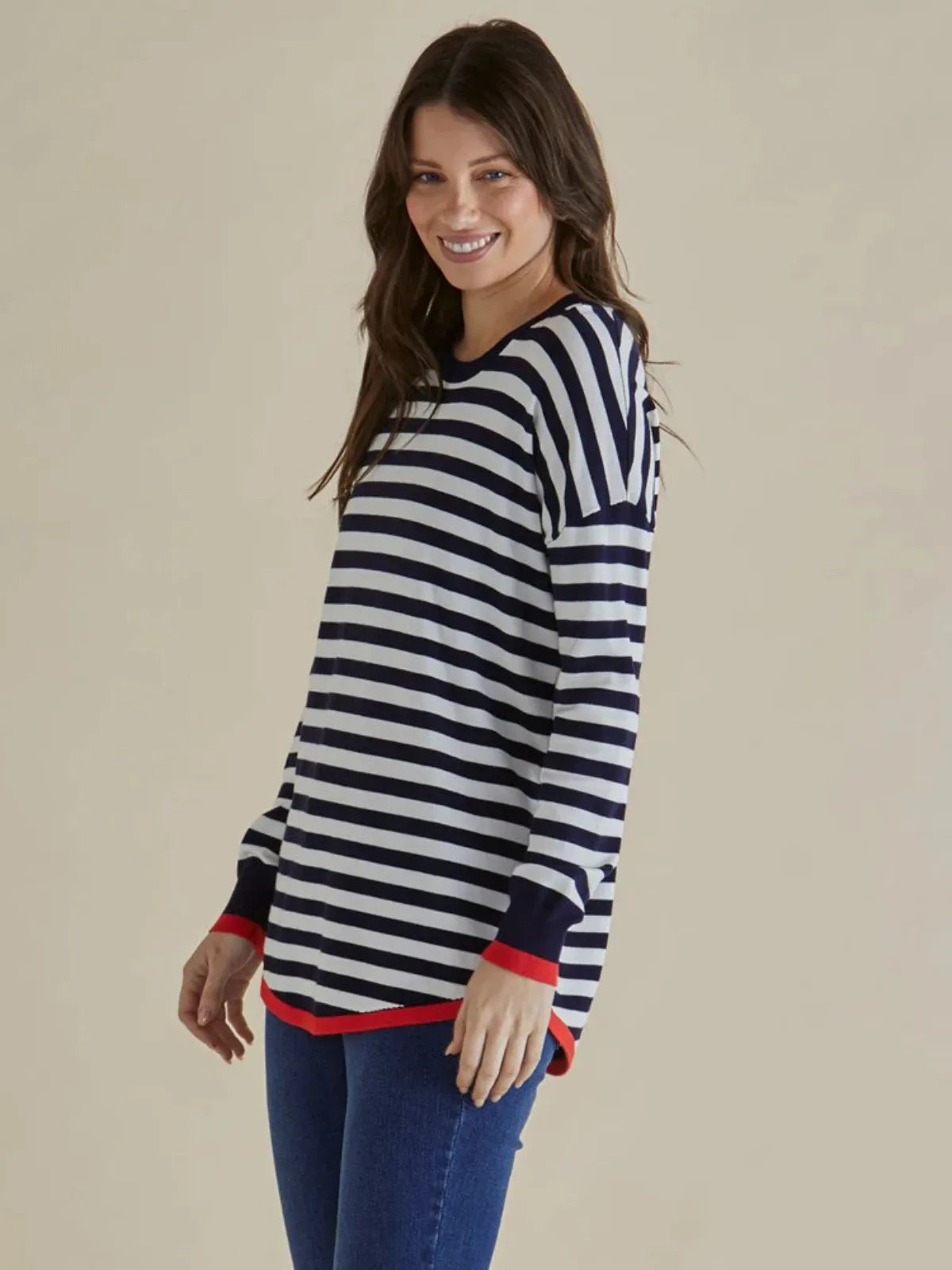 Sophie Knit Jumper - Navy Stripe - Betty Basics - Image 2