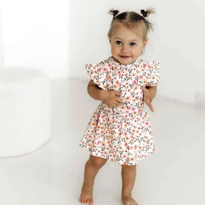 Spring Floral Short Sleeve Organic Dress - Snuggle Hunny - Image 1