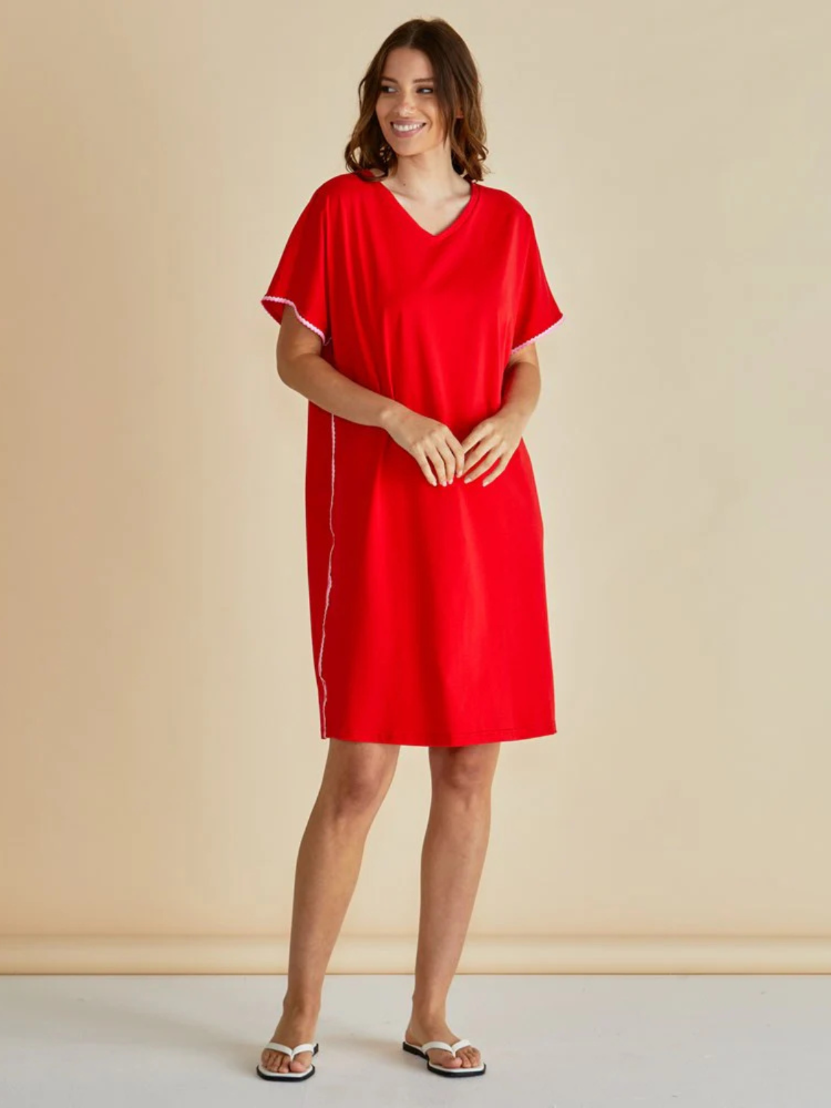 Stellar T-Shirt Dress - Red - Betty Basics - Image 1