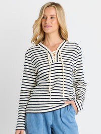 Tammi Tie Top - Navy Stripe