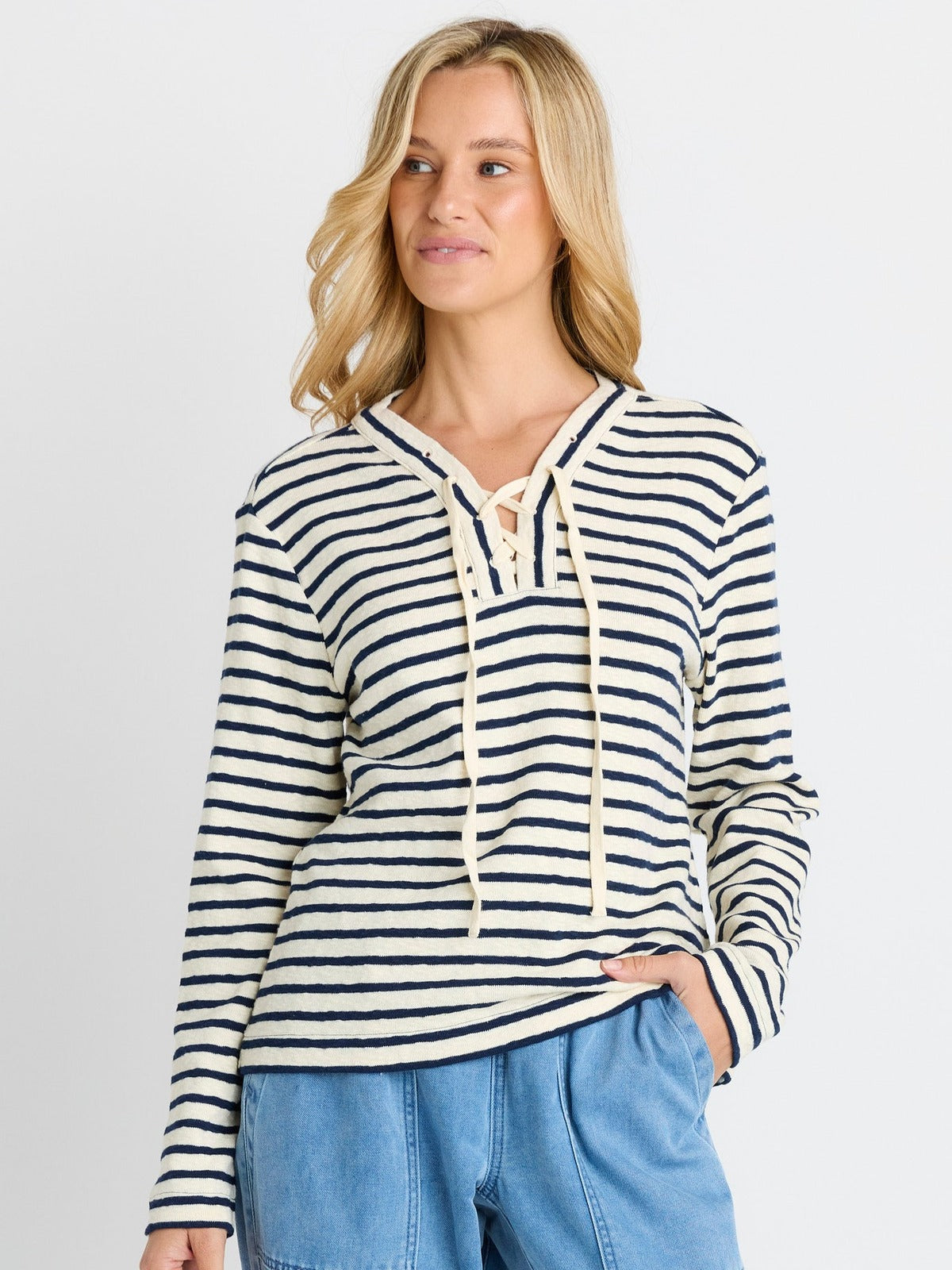 Tammi Tie Top - Navy Stripe