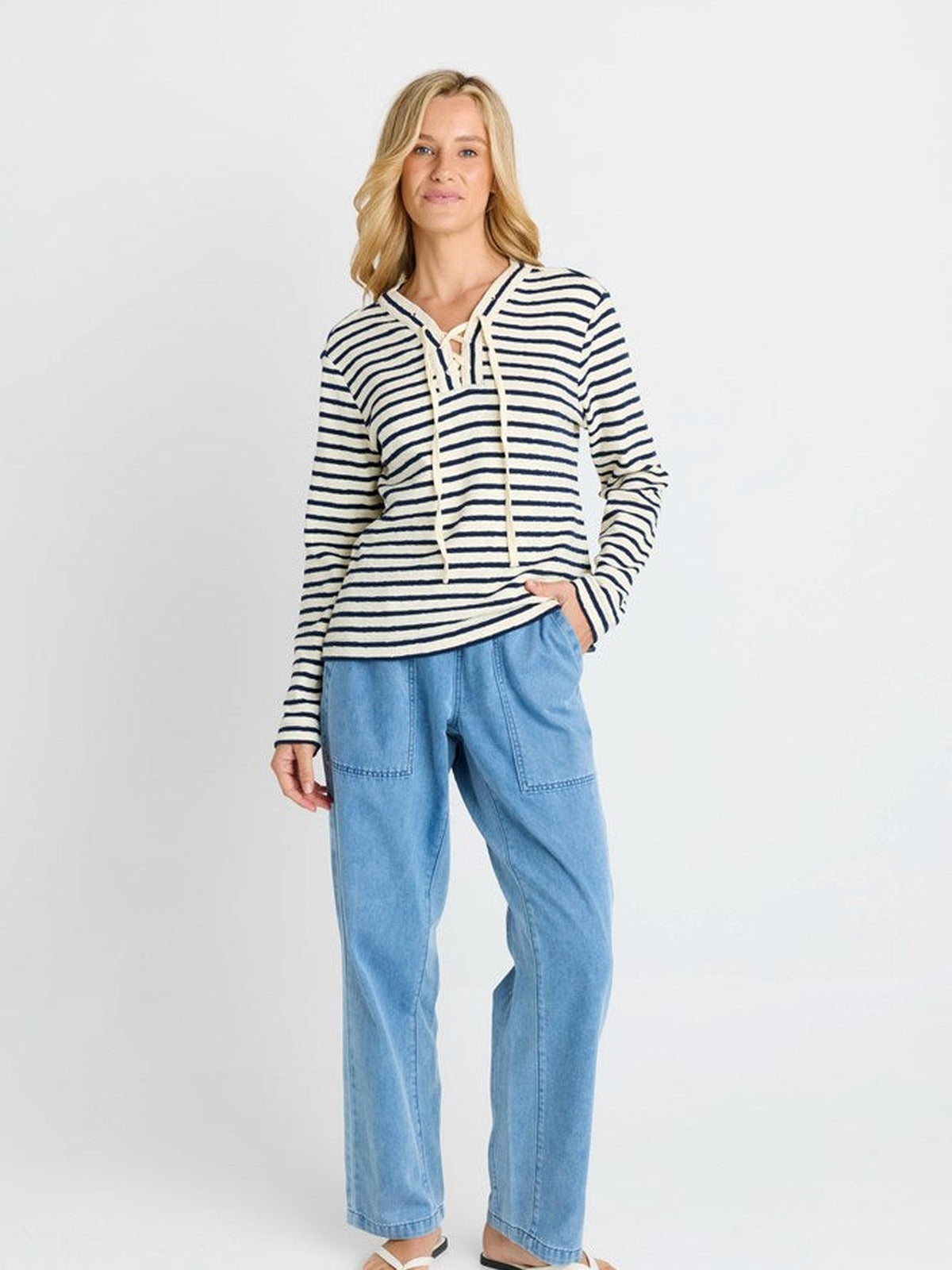 Tammi Tie Top - Navy Stripe