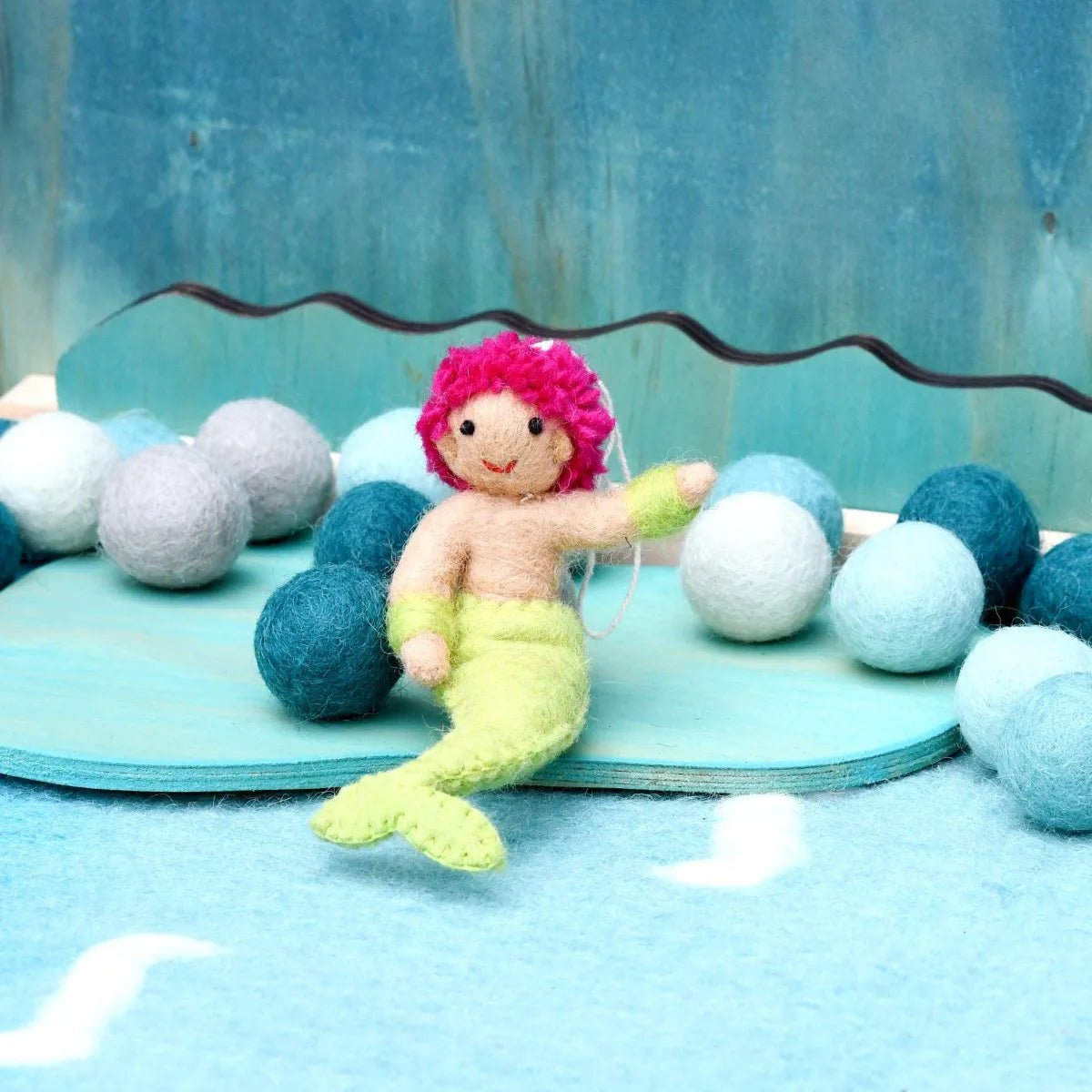 Tara TreasuresFelt Coral Merman Hanging - Lime Green Tail