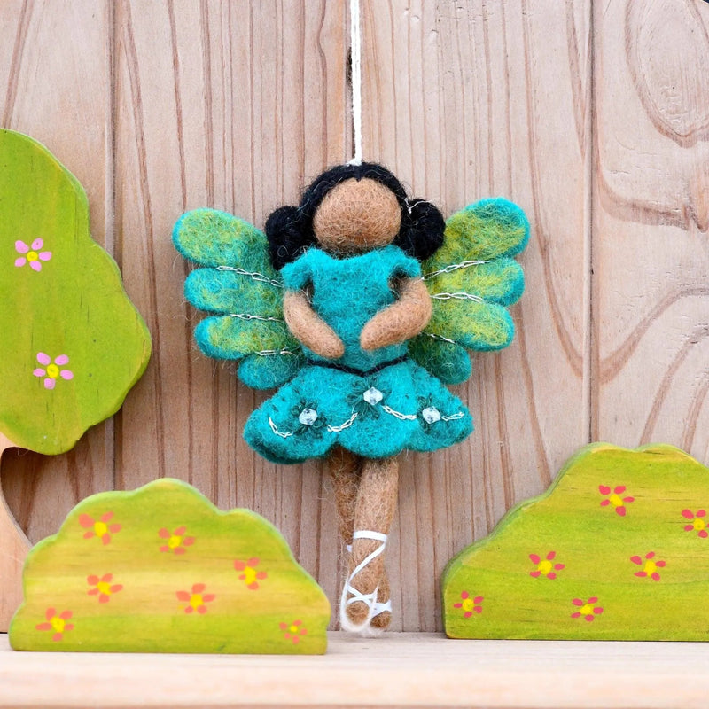 Tara TreasuresFelt Waldorf Ballerina - Teal Dress
