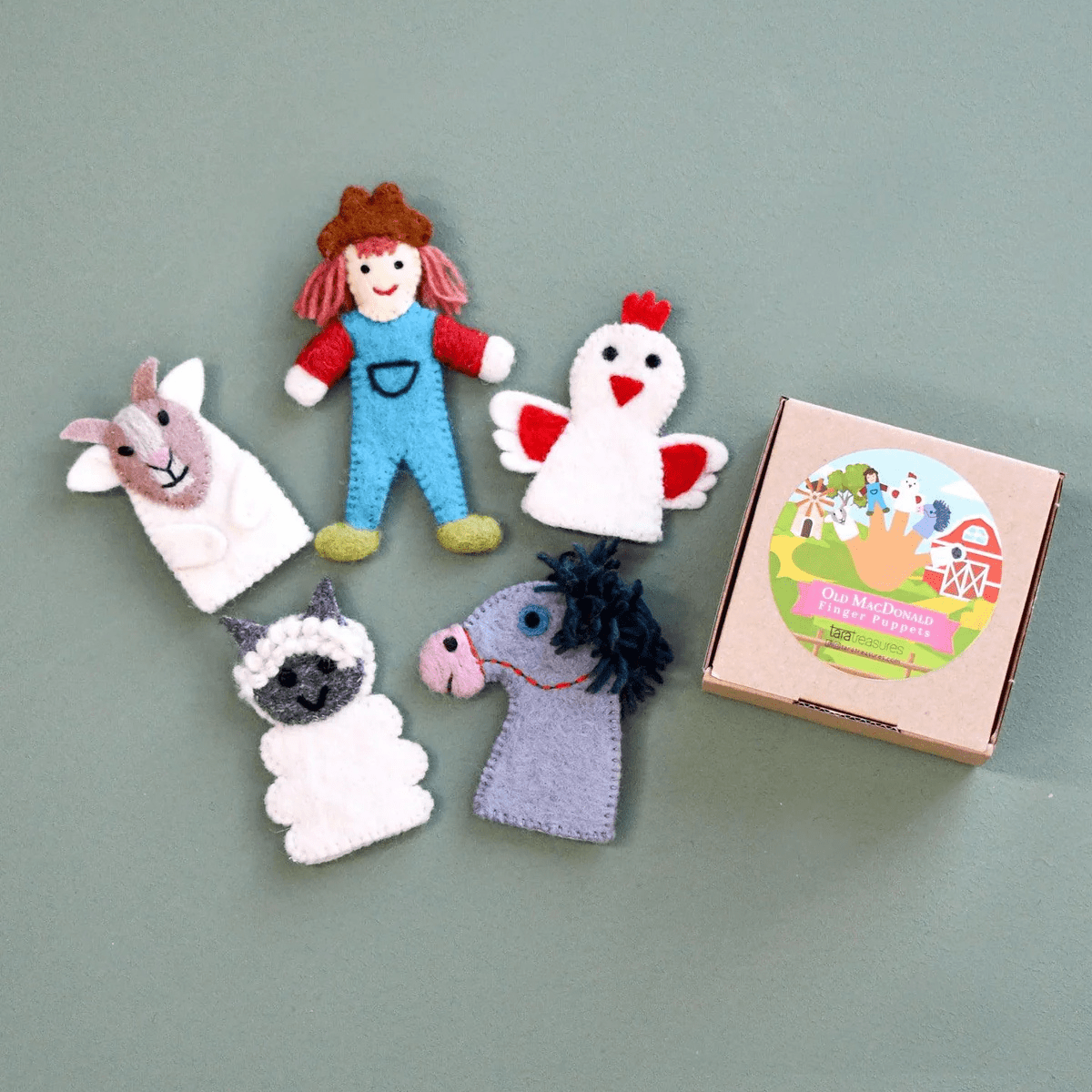 Tara TreasuresOld MacDonald Farm Animals B - Finger Puppet Set