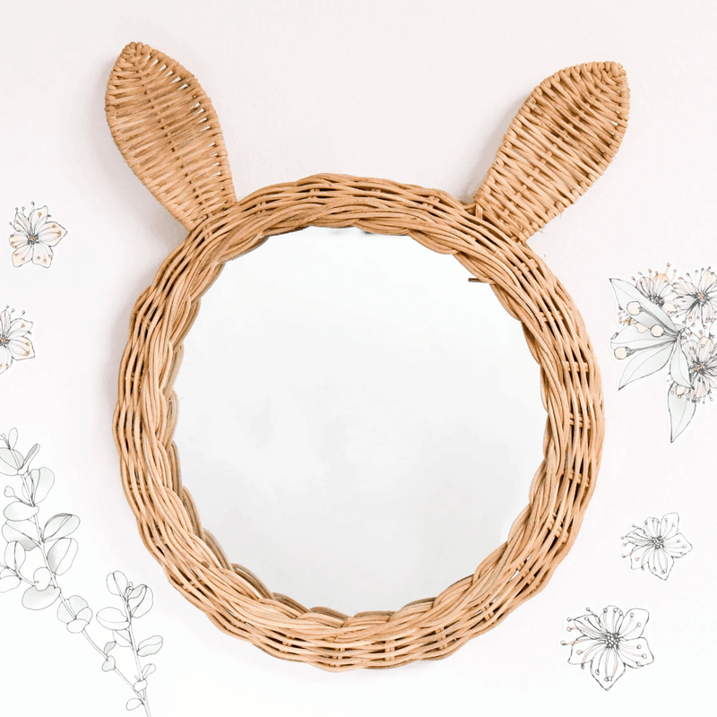 Tara TreasuresRattan Bunny Mirror - Natural