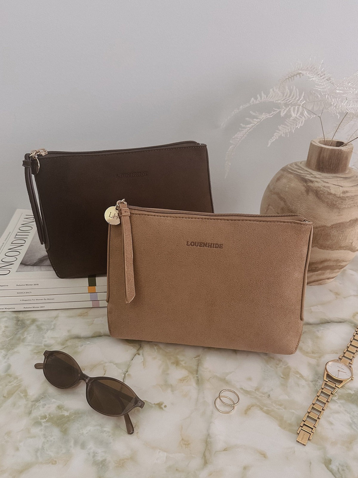 The Everyday Suedette Pouch - Suedette Chocolate
