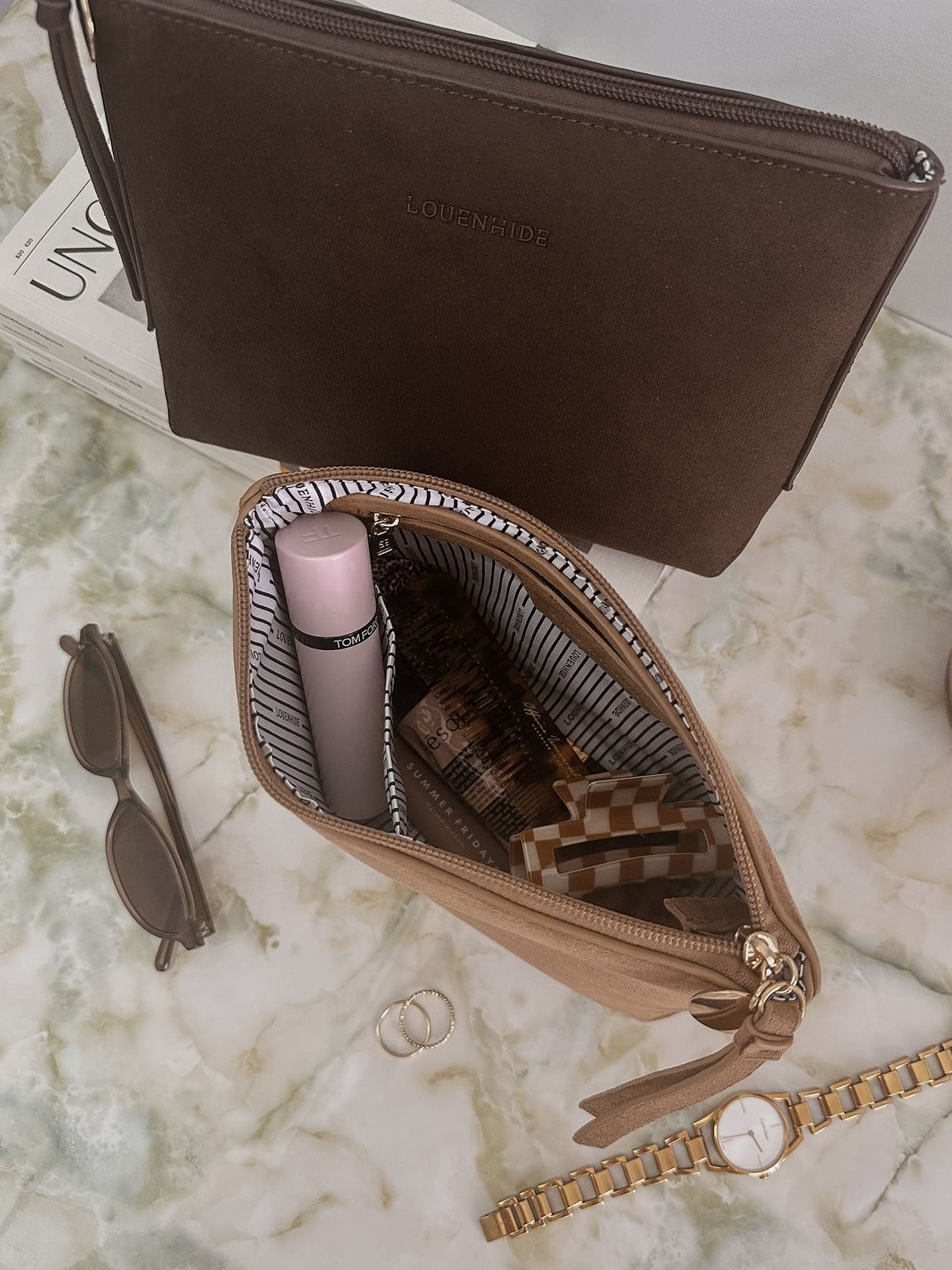 The Everyday Suedette Pouch - Suedette Honey