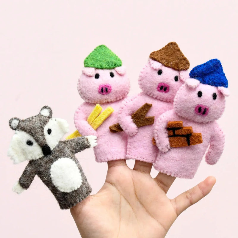 The Three Little Pigs, Finger Puppet Set - Tara Treasures - Image 1