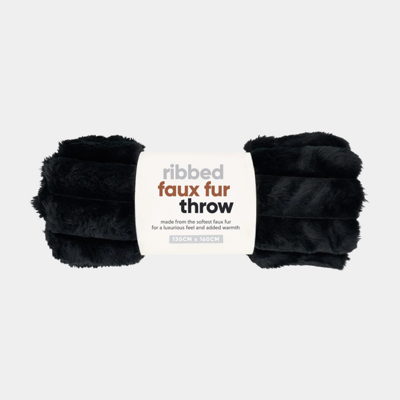 Throw Ribbed Fur - Black - Annabel Trends - Image 1