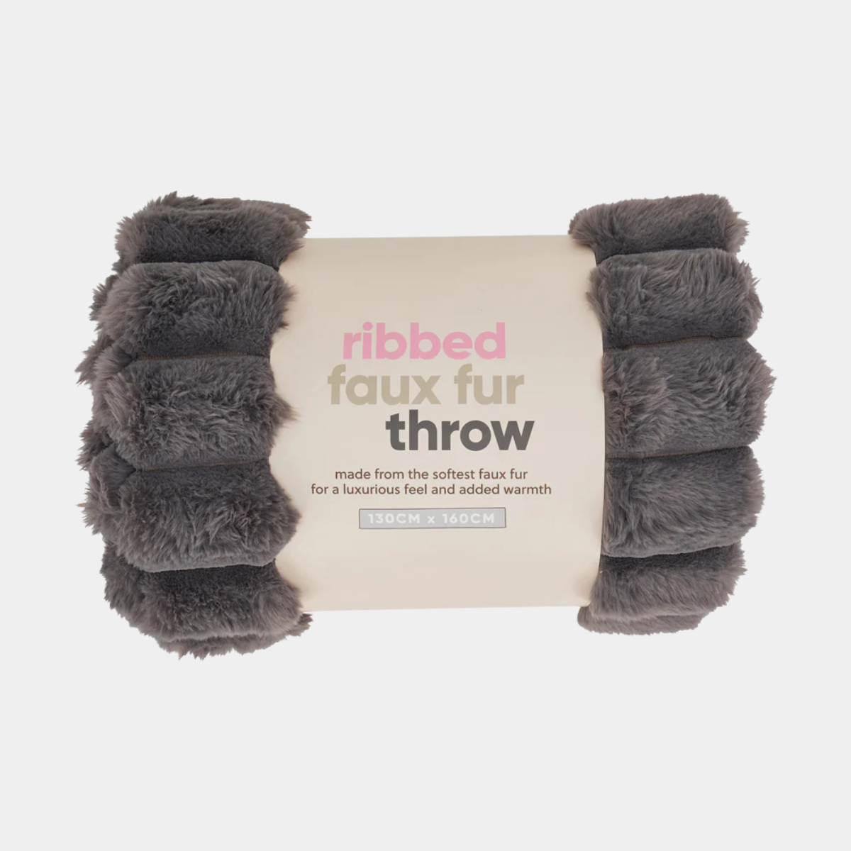 Throw Ribbed Fur - Grey - Annabel Trends - Image 1