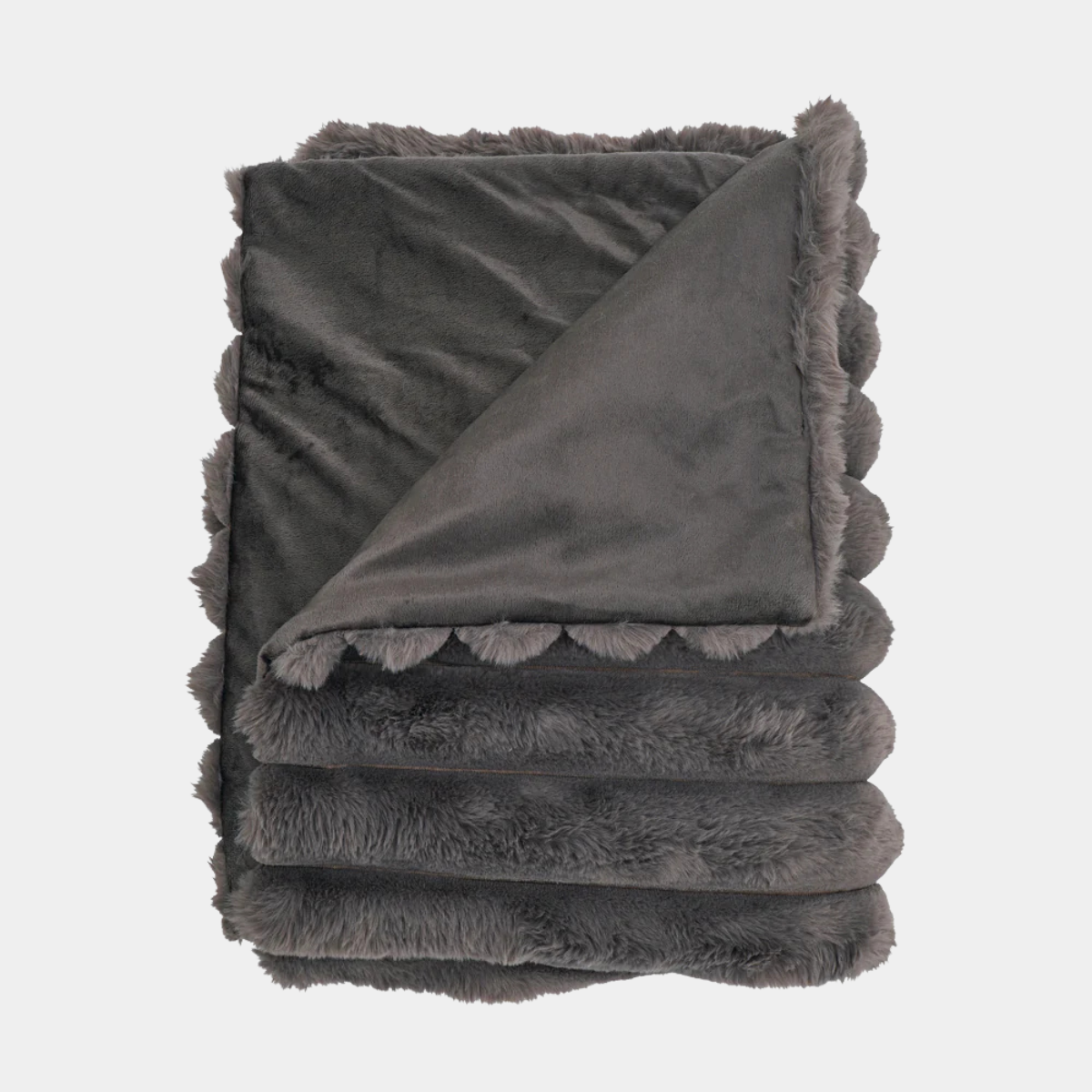 Throw Ribbed Fur - Grey - Annabel Trends - Image 2