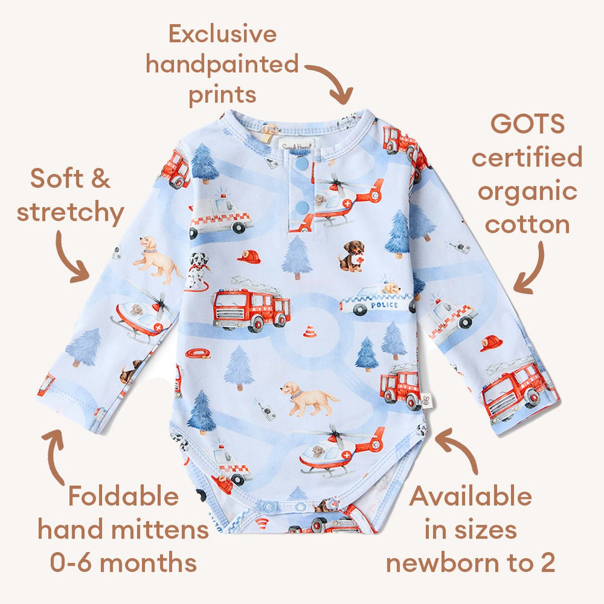 To The Rescue Long Sleeve Organic Bodysuit