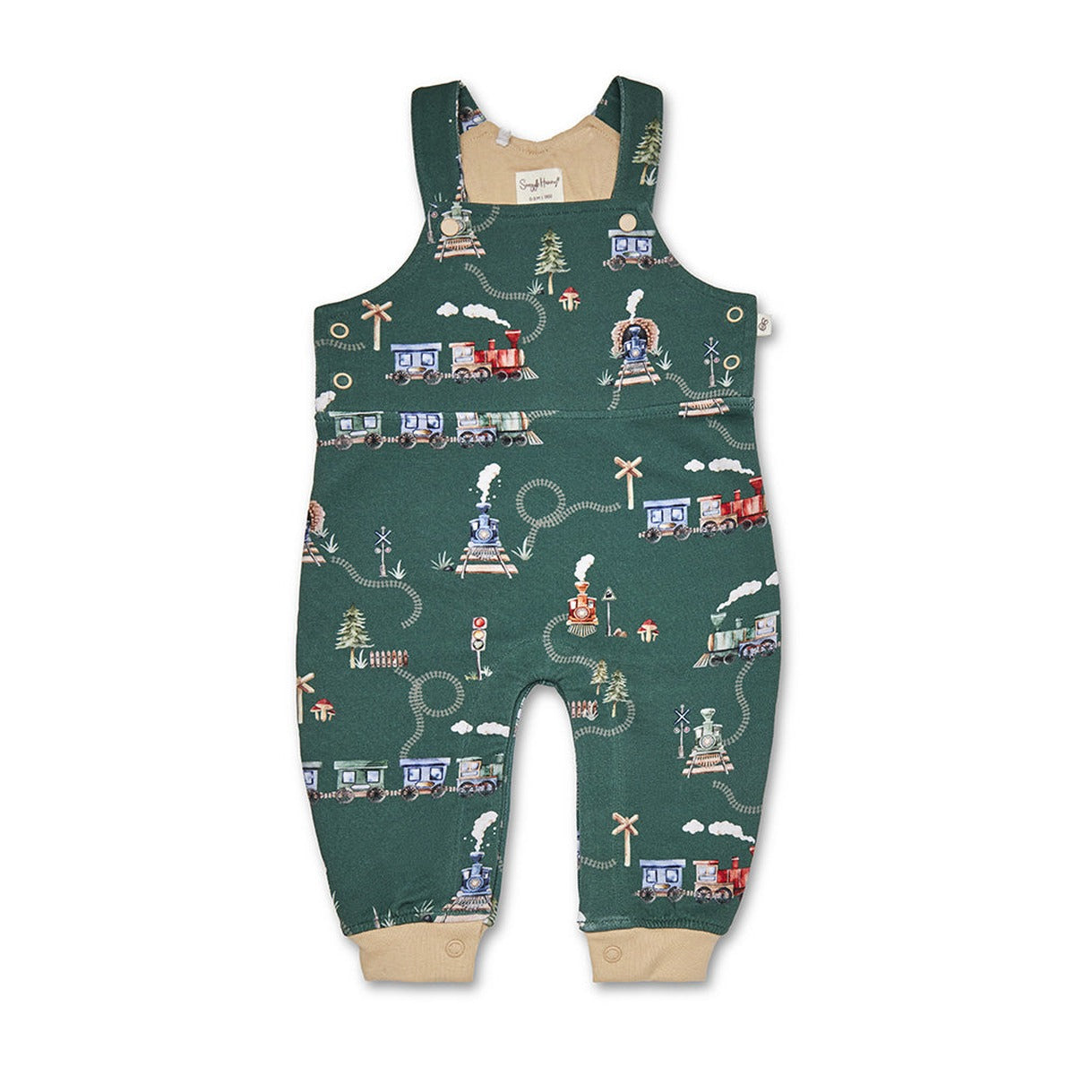Trains Organic Snuggle Overalls