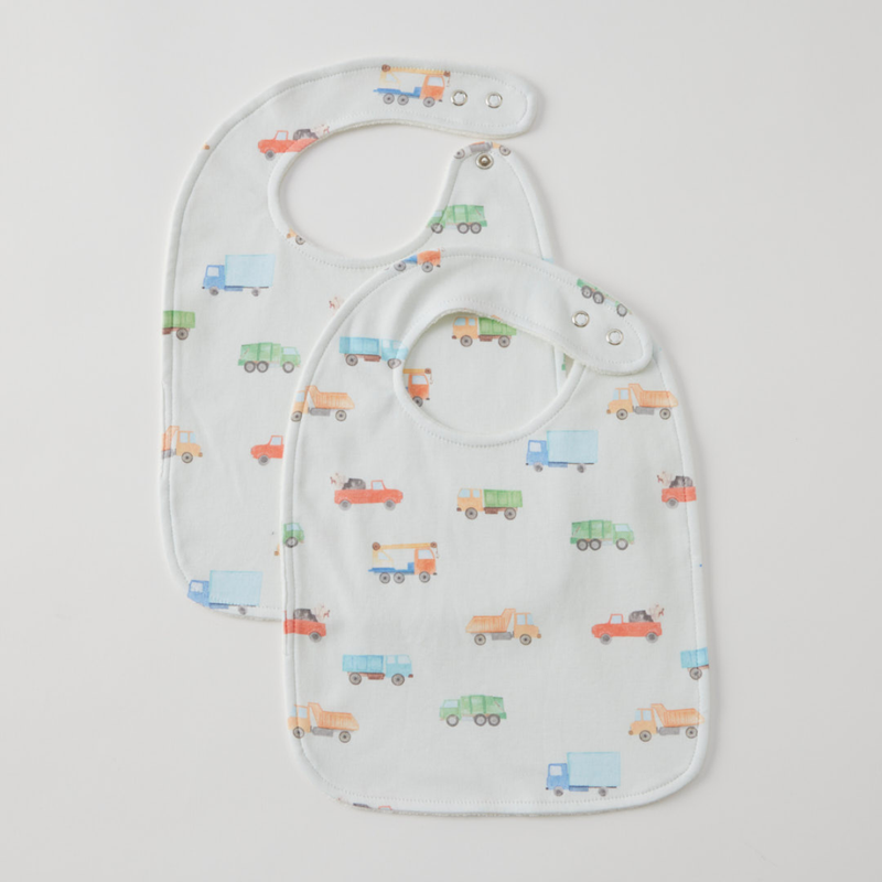 Trucking Along Jersey Bib Set of 2 - Jiggle & Giggle - Image 1