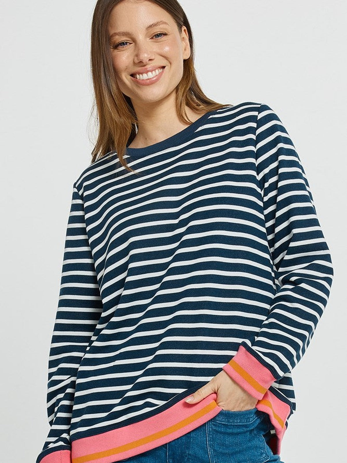 Tyra Sweat - Navy/White Stripe