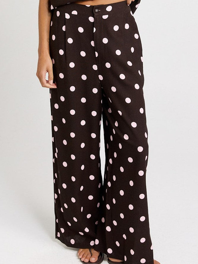 Betty Basics Zander Pant, Pink/Choc Polka Dot