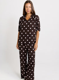 Betty Basics Zander Pant, Pink/Choc Polka Dot